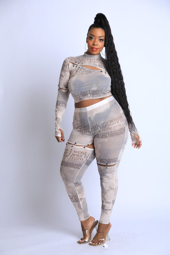 Safety Pin Detailed Cut Out Mesh Set