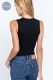 Round Neck Seamless Crop Tank Top