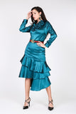 Asymmetrical Ruffle Bottom Satin Skirt