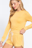 Long Slv Crew Neck Slub Terry Top