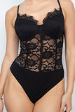 Semi-sheer Sweetheart Lace Bodysuit