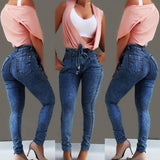 High Waist Jeans Women Streetwear Bandage Denim Plus Size Jeans Femme Pencil Pants Skinny Jeans Woman