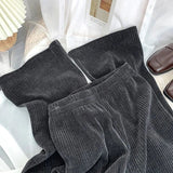Korean Style Corduroy Wide Leg Pants Women Loose Straight Leg Pants Large Size Office elegant Elastic High Waist Trousers