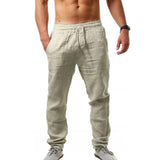 Men's Elastic Waist Straight Loose Fit Linen Pants