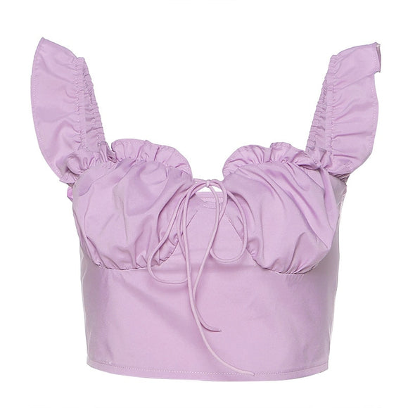 Hot Women Sexy Tank Top Show Chest Navel Solid Ribbon Soft fabric Summer 2020 Female Vest Crop Tops Basic Slim Knitted Lady Top