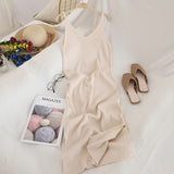 Spaghetti V Neck Solid Knitted Dress