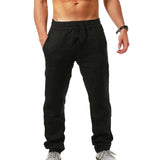 Men's Elastic Waist Straight Loose Fit Linen Pants