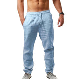 Men's Elastic Waist Straight Loose Fit Linen Pants