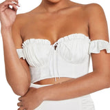 Hot Women Sexy Tank Top Show Chest Navel Solid Ribbon Soft fabric Summer 2020 Female Vest Crop Tops Basic Slim Knitted Lady Top