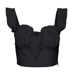 Hot Women Sexy Tank Top Show Chest Navel Solid Ribbon Soft fabric Summer 2020 Female Vest Crop Tops Basic Slim Knitted Lady Top