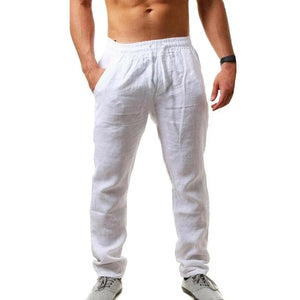 Men's Elastic Waist Straight Loose Fit Linen Pants