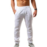 Men's Elastic Waist Straight Loose Fit Linen Pants