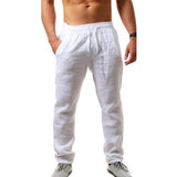 Men's Elastic Waist Straight Loose Fit Linen Pants