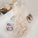 Spaghetti V Neck Solid Knitted Dress