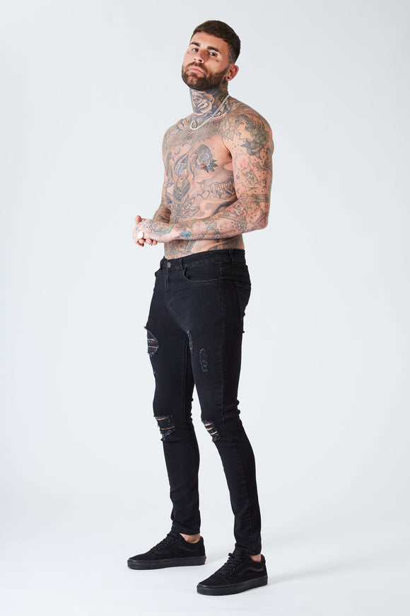 Ripped & Repaired Spray on Jeans - Black
