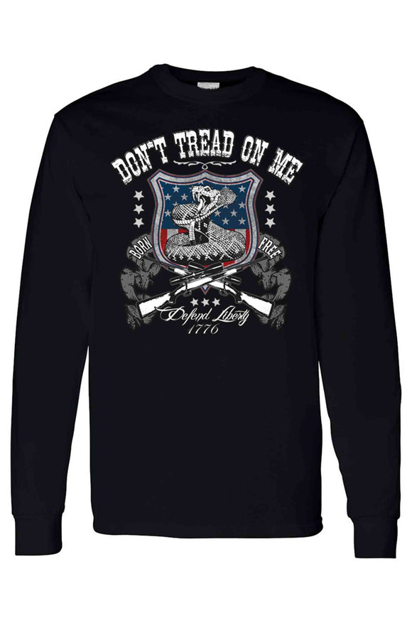 Unisex Long Sleeve Shirt USA Flag Don't Tread on Me Defend Liberty