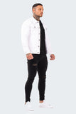 Distressed Denim Jacket - White