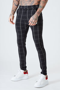Luxe Grid Check Trousers - Black