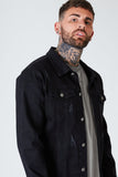 Distressed Denim Jacket - Black