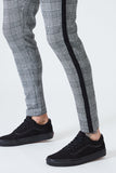 Skinny Check Trousers With Black Stripe - Grey
