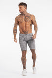 Skinny Check Shorts - Grey